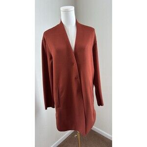 Carolina Belle Montreal Womens Open Duster Cardigan Rust Brown Sz-S Pockets